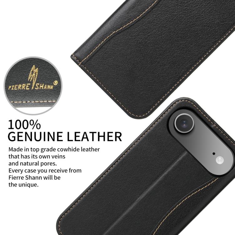 For iPhone Air Fierre Shann Cowhide Leather Flip Leather Phone Case