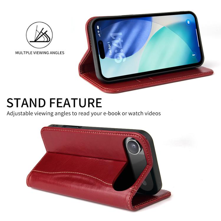For iPhone Air Fierre Shann Cowhide Leather Flip Leather Phone Case