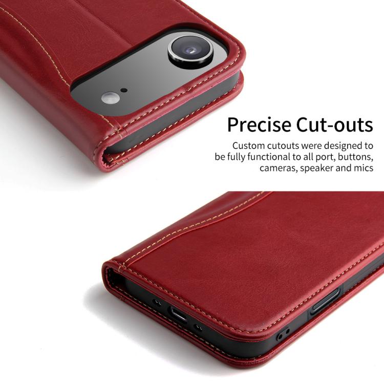 For iPhone Air Fierre Shann Cowhide Leather Flip Leather Phone Case