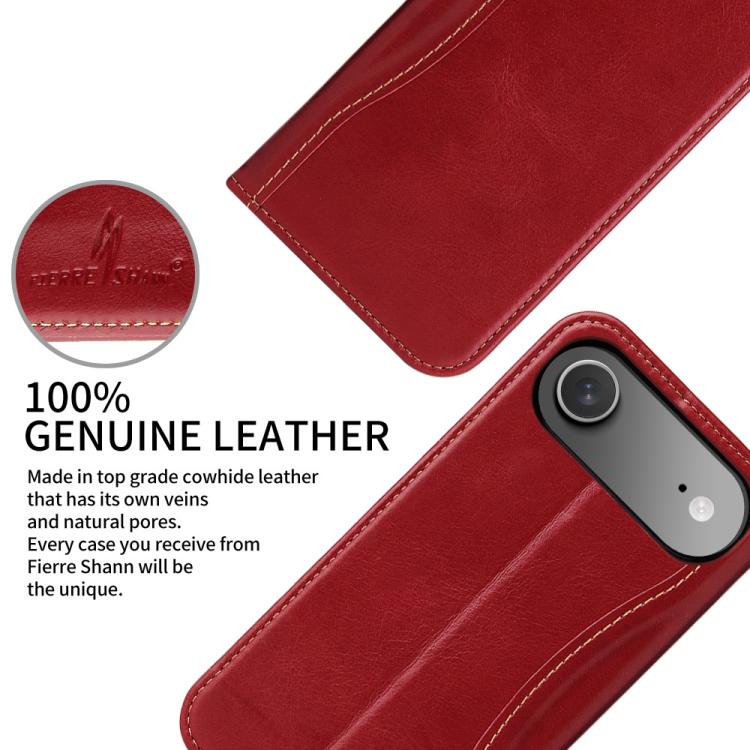 For iPhone Air Fierre Shann Cowhide Leather Flip Leather Phone Case