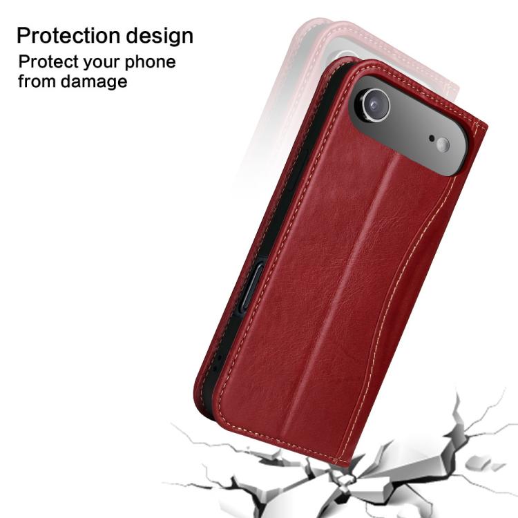 For iPhone Air Fierre Shann Cowhide Leather Flip Leather Phone Case