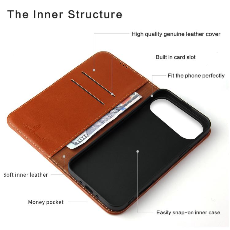 For iPhone Air Fierre Shann Cowhide Leather Flip Leather Phone Case