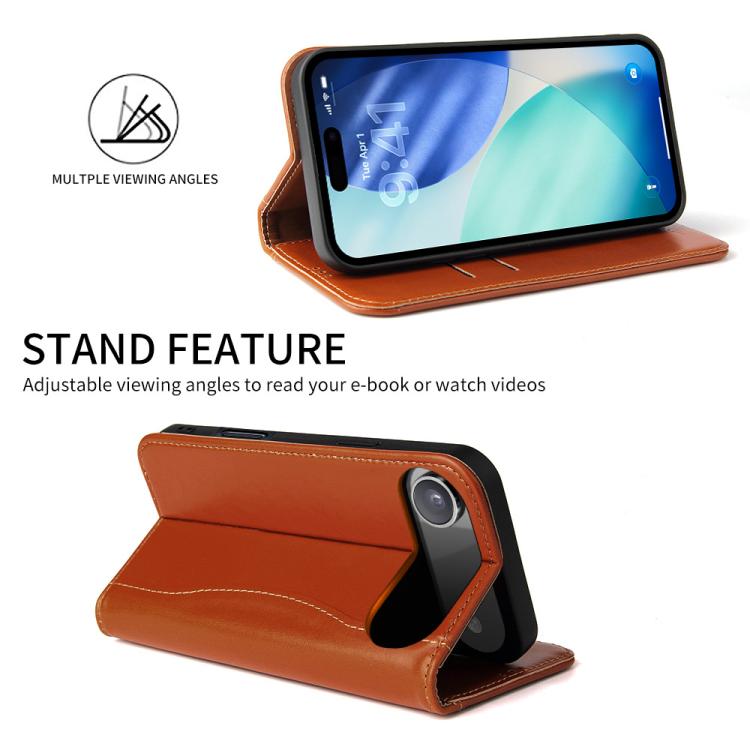 For iPhone Air Fierre Shann Cowhide Leather Flip Leather Phone Case