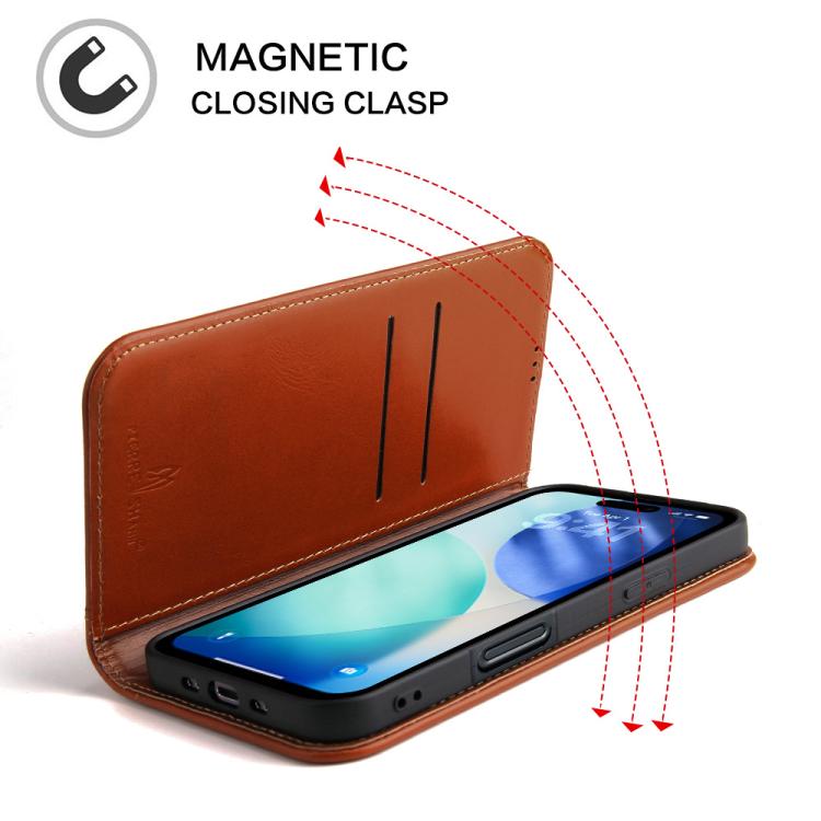 For iPhone Air Fierre Shann Cowhide Leather Flip Leather Phone Case
