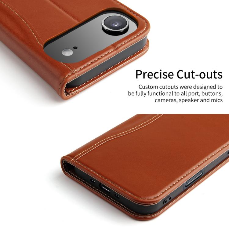 For iPhone Air Fierre Shann Cowhide Leather Flip Leather Phone Case