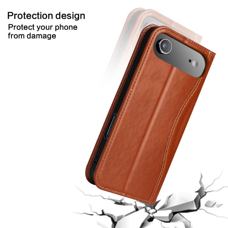 For iPhone Air Fierre Shann Cowhide Leather Flip Leather Phone Case