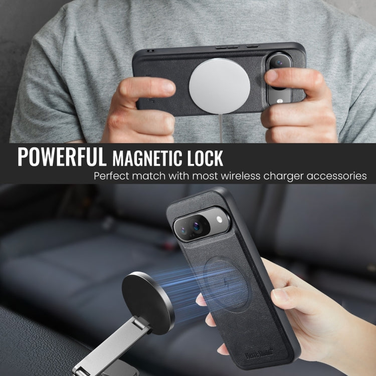 For Google Pixel 9 Pro XL Fierre Shann Cowhide Texture MagSafe Magnetic Phone Case