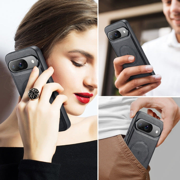 For Google Pixel 9 Pro XL Fierre Shann Cowhide Texture MagSafe Magnetic Phone Case