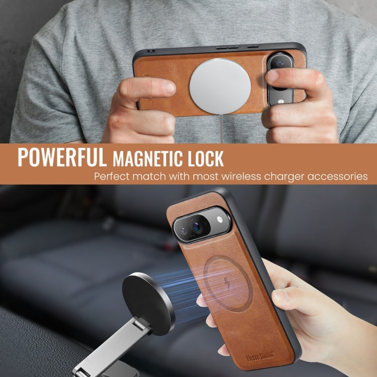 For Google Pixel 9 Pro XL Fierre Shann Cowhide Texture MagSafe Magnetic Phone Case