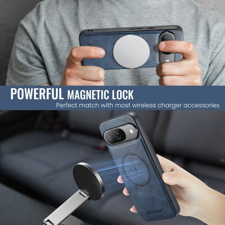 For Google Pixel 9 Pro XL Fierre Shann Cowhide Texture MagSafe Magnetic Phone Case