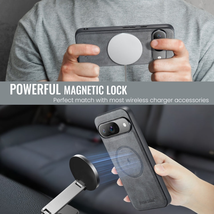 For Google Pixel 9 Pro XL Fierre Shann Cowhide Texture MagSafe Magnetic Phone Case