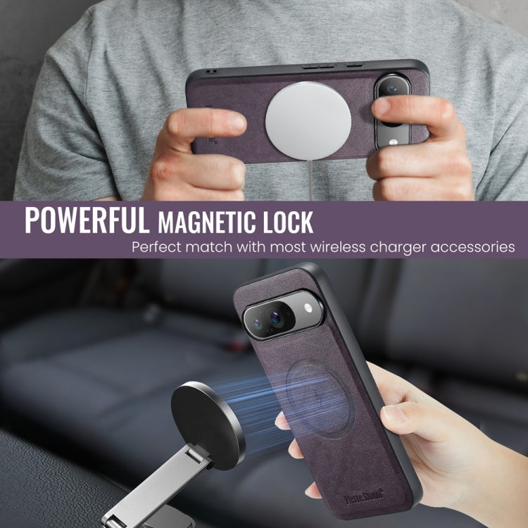 For Google Pixel 9 Pro XL Fierre Shann Cowhide Texture MagSafe Magnetic Phone Case
