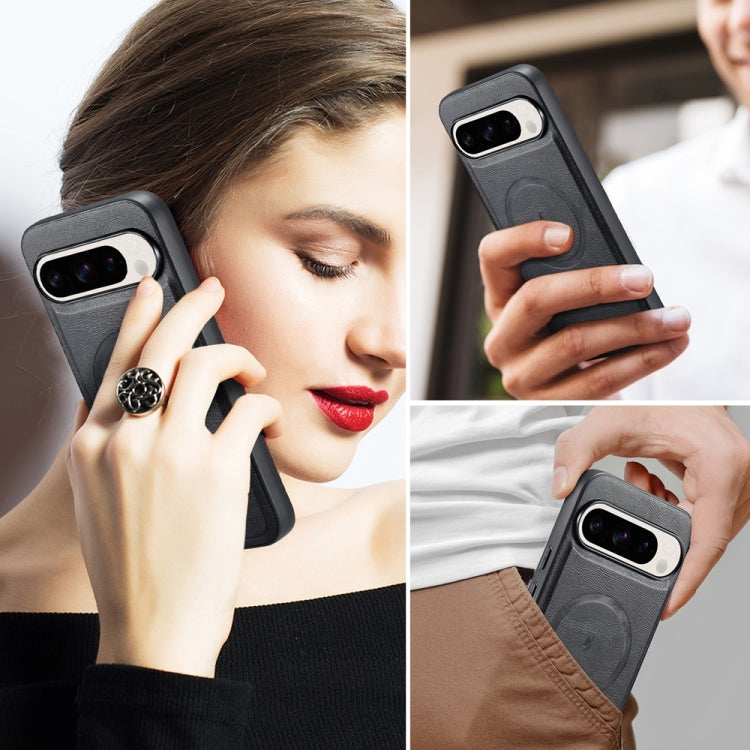 For Google Pixel 9 / 9 Pro Fierre Shann Cowhide Texture MagSafe Magnetic Phone Case