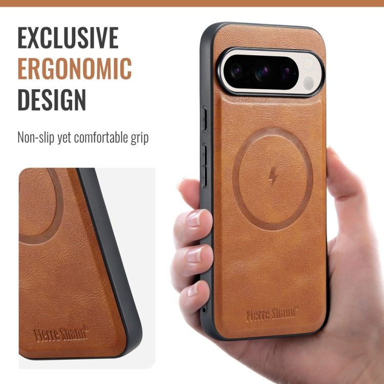 For Google Pixel 9 / 9 Pro Fierre Shann Cowhide Texture MagSafe Magnetic Phone Case