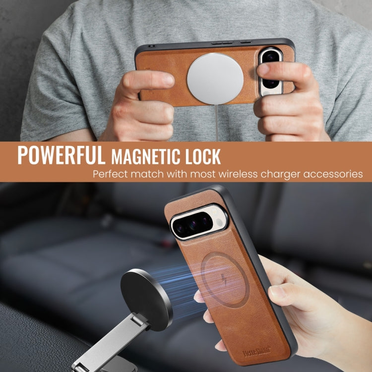 For Google Pixel 9 / 9 Pro Fierre Shann Cowhide Texture MagSafe Magnetic Phone Case