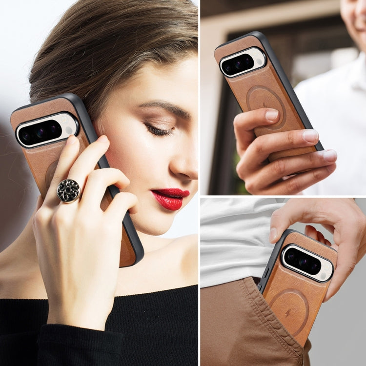 For Google Pixel 9 / 9 Pro Fierre Shann Cowhide Texture MagSafe Magnetic Phone Case