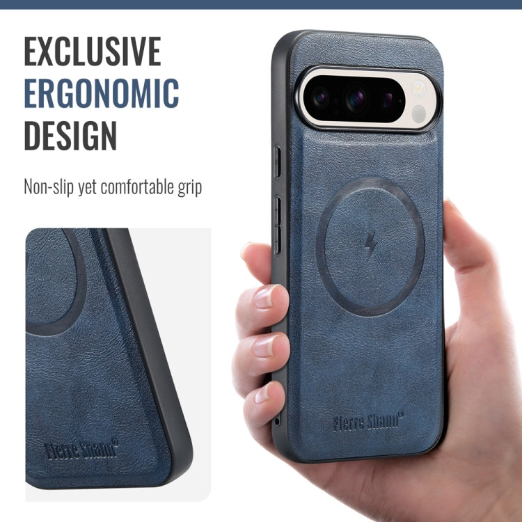 For Google Pixel 9 / 9 Pro Fierre Shann Cowhide Texture MagSafe Magnetic Phone Case