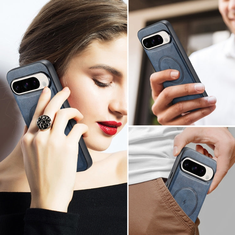 For Google Pixel 9 / 9 Pro Fierre Shann Cowhide Texture MagSafe Magnetic Phone Case
