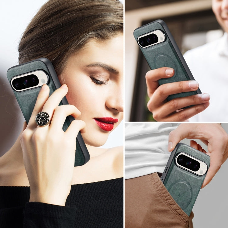 For Google Pixel 9 / 9 Pro Fierre Shann Cowhide Texture MagSafe Magnetic Phone Case