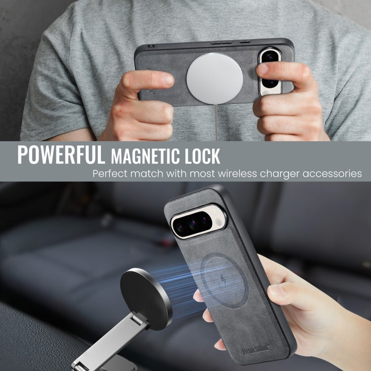 For Google Pixel 9 / 9 Pro Fierre Shann Cowhide Texture MagSafe Magnetic Phone Case