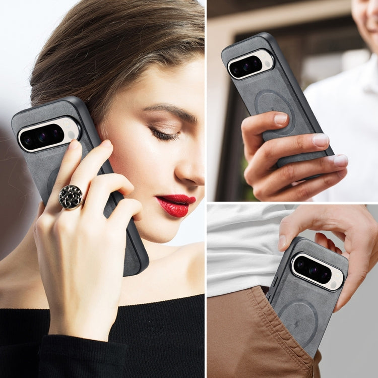 For Google Pixel 9 / 9 Pro Fierre Shann Cowhide Texture MagSafe Magnetic Phone Case