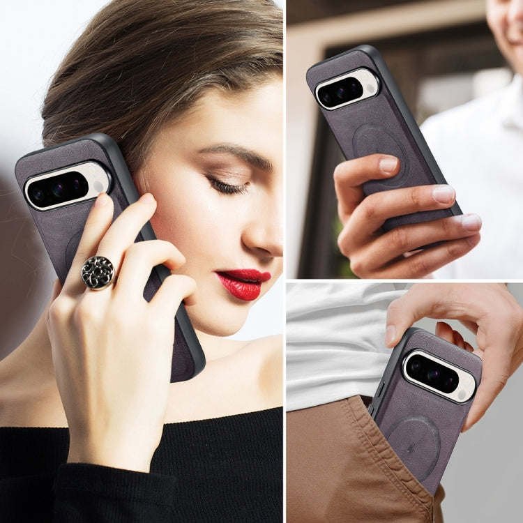 For Google Pixel 9 / 9 Pro Fierre Shann Cowhide Texture MagSafe Magnetic Phone Case