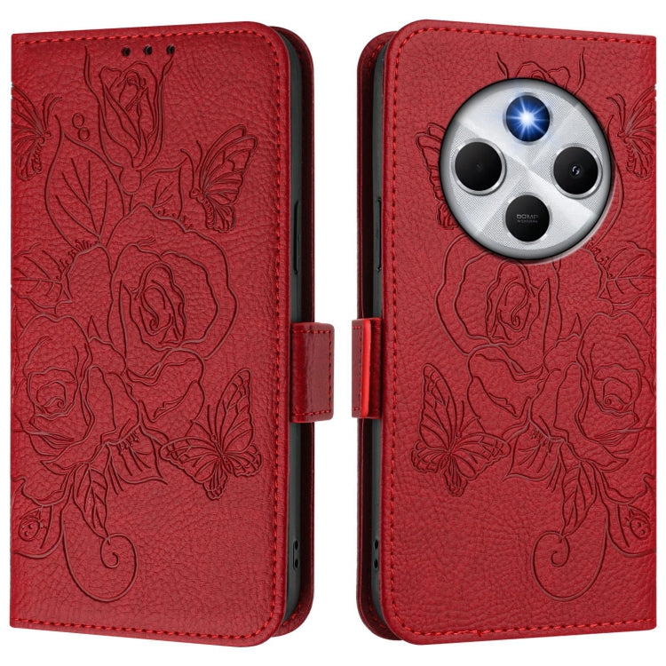 For Redmi 14C 4G Embossed Rose RFID Anti-theft Leather Phone Case