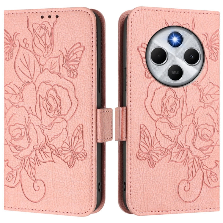 For Redmi 14C 4G Embossed Rose RFID Anti-theft Leather Phone Case