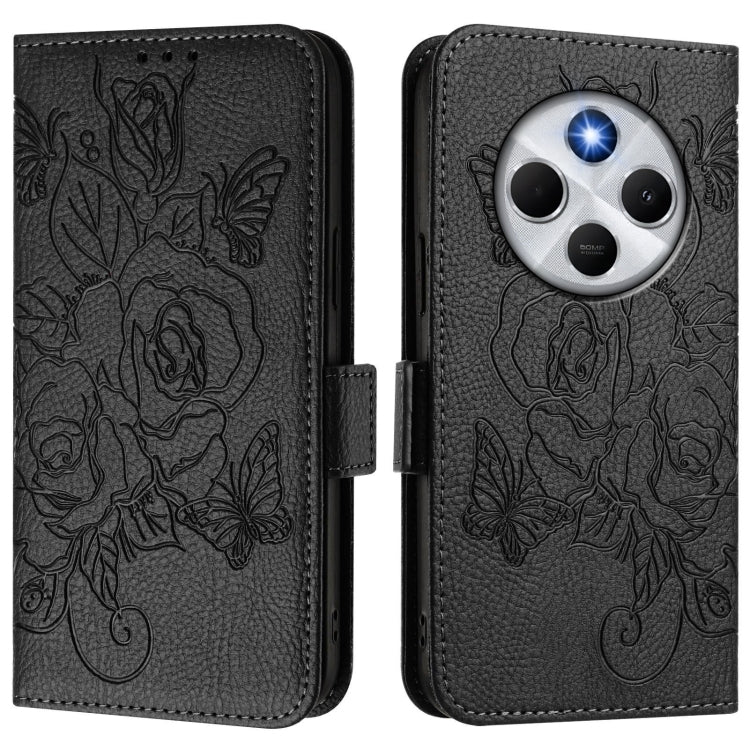 For Redmi 14C 4G Embossed Rose RFID Anti-theft Leather Phone Case