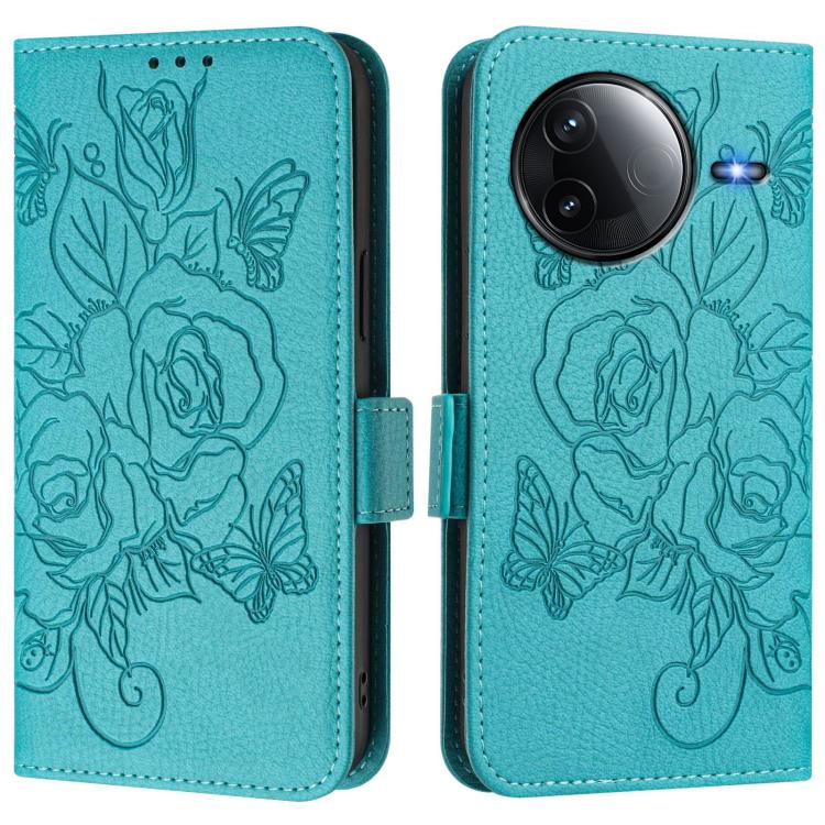 For Redmi K80 5G / K80 Pro 5G Embossed Rose RFID Anti-theft Leather Phone Case