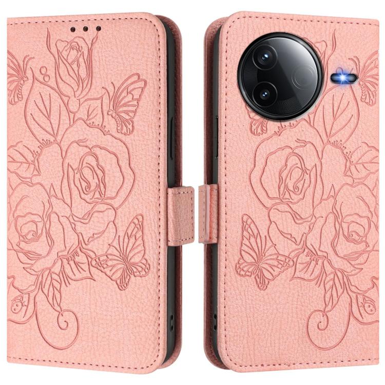 For Redmi K80 5G / K80 Pro 5G Embossed Rose RFID Anti-theft Leather Phone Case