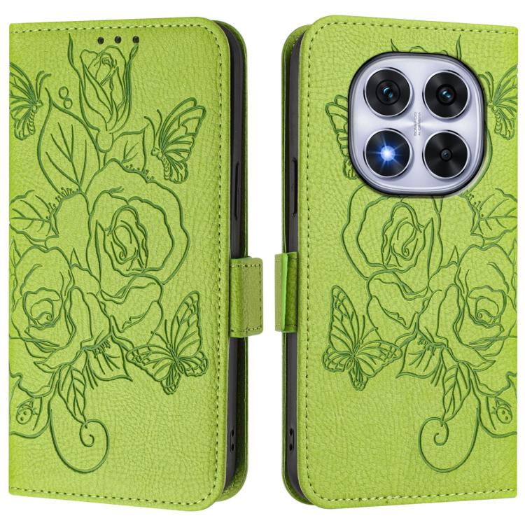 For Redmi Note 14 Pro 4G Embossed Rose RFID Anti-theft Leather Phone Case