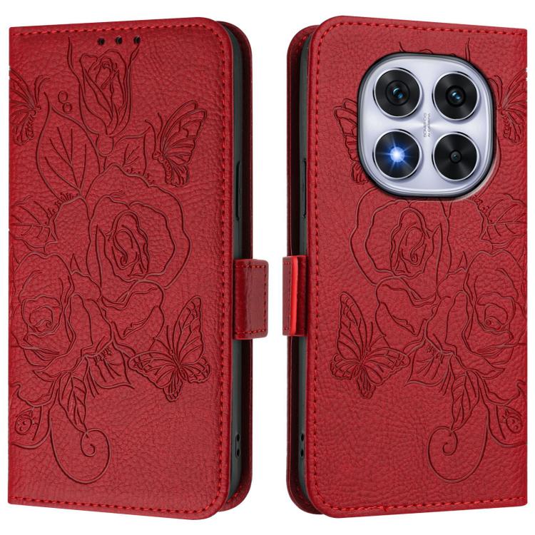 For Redmi Note 14 Pro 4G Embossed Rose RFID Anti-theft Leather Phone Case