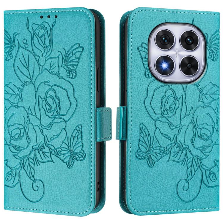 For Redmi Note 14 Pro 4G Embossed Rose RFID Anti-theft Leather Phone Case