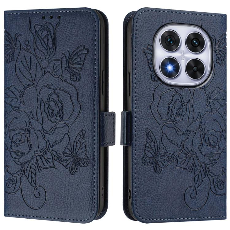For Redmi Note 14 Pro 4G Embossed Rose RFID Anti-theft Leather Phone Case