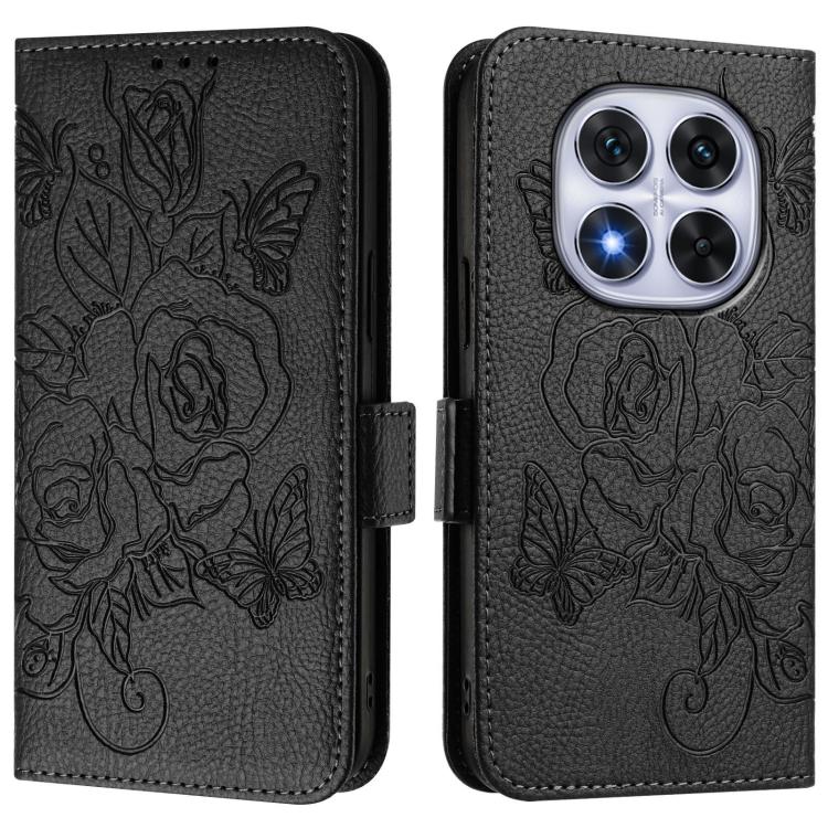 For Redmi Note 14 Pro 4G Embossed Rose RFID Anti-theft Leather Phone Case