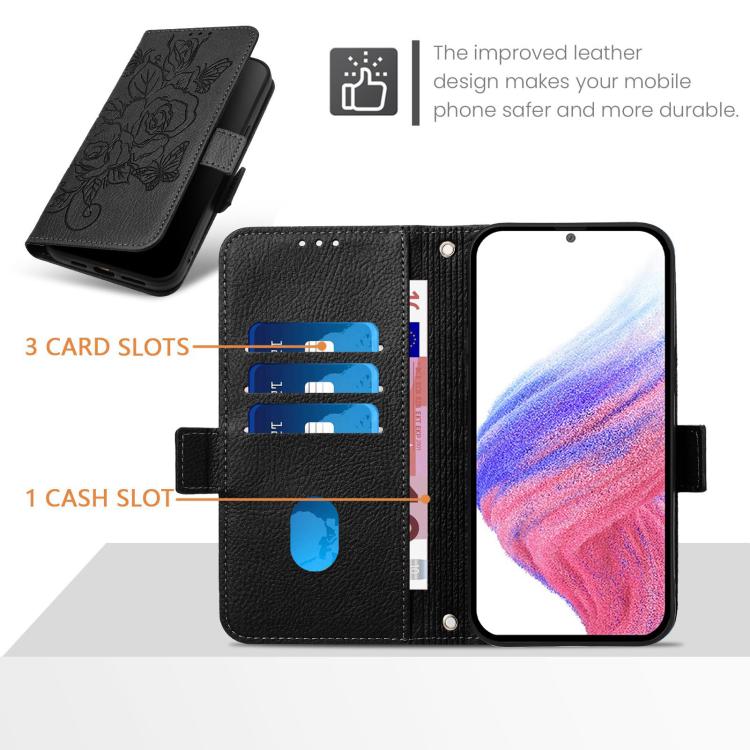 For Redmi Note 14 Pro 4G Embossed Rose RFID Anti-theft Leather Phone Case