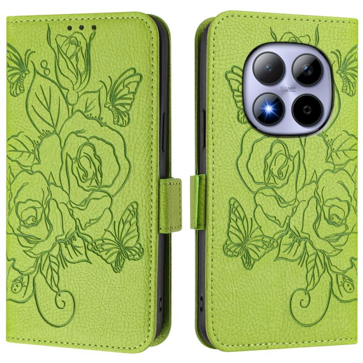 For Redmi Note 15 Pro 5G Global 163.6mm Embossed Rose RFID Anti-theft Leather Phone Case