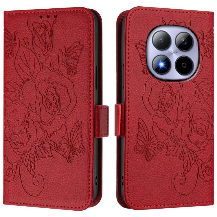 For Redmi Note 15 Pro 5G Global 163.6mm Embossed Rose RFID Anti-theft Leather Phone Case