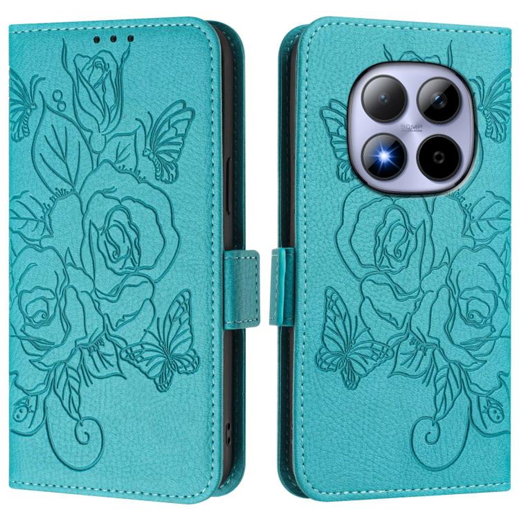 For Redmi Note 15 Pro 5G Global 163.6mm Embossed Rose RFID Anti-theft Leather Phone Case