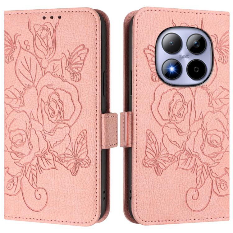 For Redmi Note 15 Pro 5G Global 163.6mm Embossed Rose RFID Anti-theft Leather Phone Case