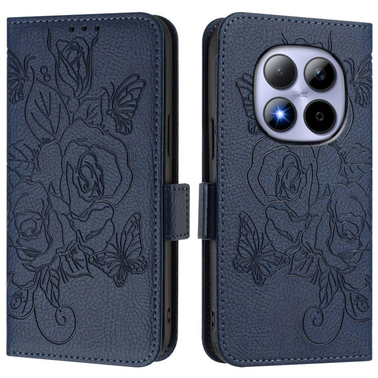 For Redmi Note 15 Pro 5G Global 163.6mm Embossed Rose RFID Anti-theft Leather Phone Case