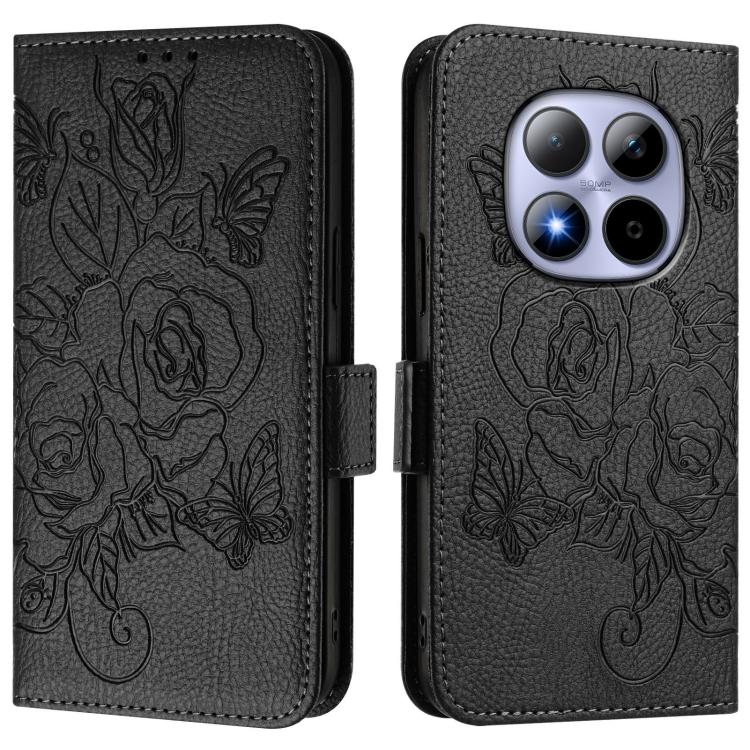 For Redmi Note 15 Pro 5G Global 163.6mm Embossed Rose RFID Anti-theft Leather Phone Case