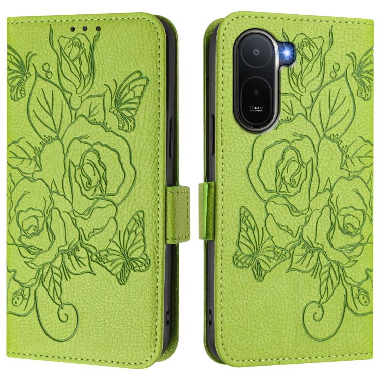 For Redmi A7 Pro 171mm / Poco C85x 5G Embossed Rose RFID Anti-theft Leather Phone Case