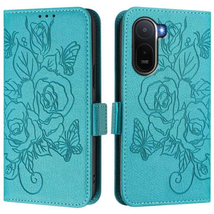 For Redmi A7 Pro 171mm / Poco C85x 5G Embossed Rose RFID Anti-theft Leather Phone Case