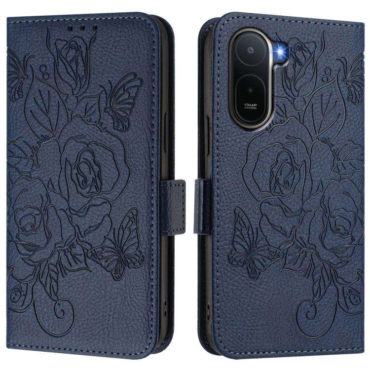 For Redmi A7 Pro 171mm / Poco C85x 5G Embossed Rose RFID Anti-theft Leather Phone Case