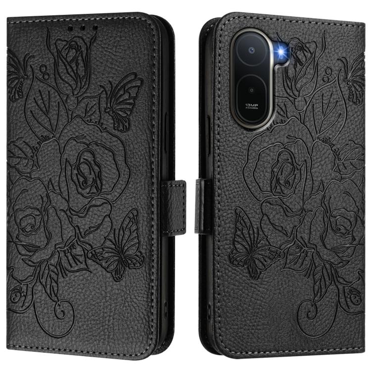 For Redmi A7 Pro 171mm / Poco C85x 5G Embossed Rose RFID Anti-theft Leather Phone Case