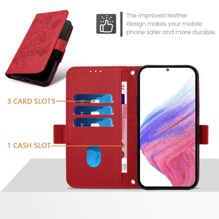For Redmi 15a 5G Embossed Rose RFID Anti-theft Leather Phone Case