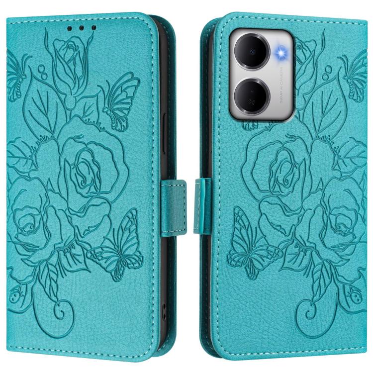 For Redmi 15a 5G Embossed Rose RFID Anti-theft Leather Phone Case