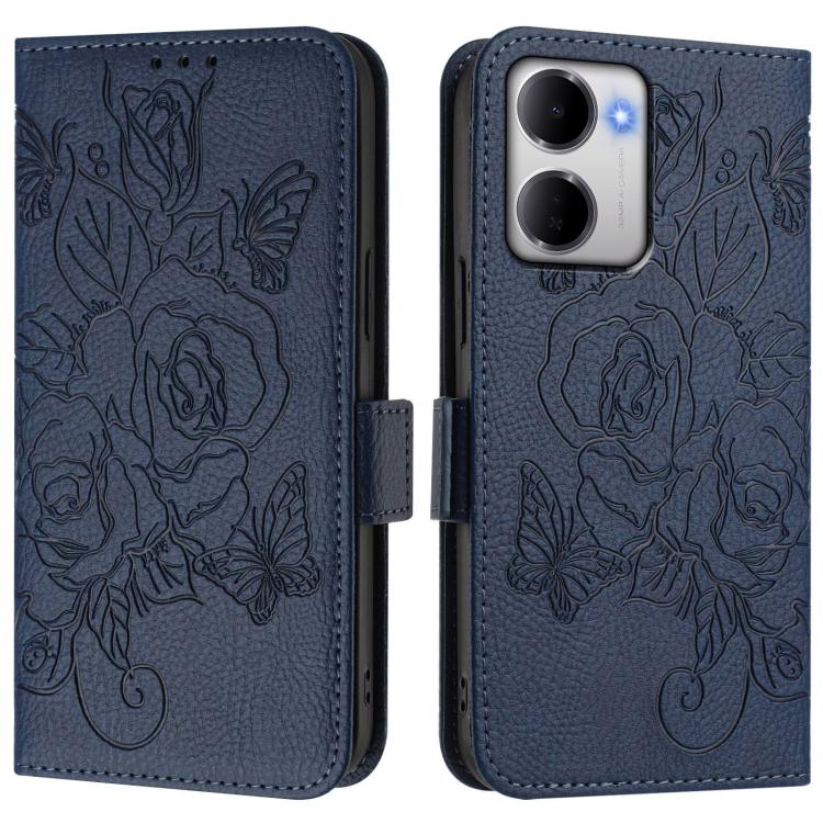 For Redmi 15a 5G Embossed Rose RFID Anti-theft Leather Phone Case